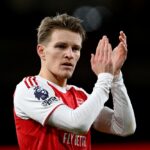 Martin Odegaard of Arsenal applauds the fans after the Premier League match between Arsenal and Brighton & Hove Albion at the Emirates Stadium on December 27, 2025 in London, England. (Photo by Shaun Botterill/Getty Images)