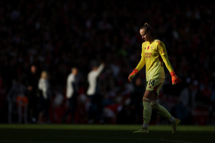 LONDON, ENGLAND - NOVEMBER 08: Daphne van Domselaar of Arsenal during the Barclays Women's Super League match between Arsenal and Chelsea FC at Emi...