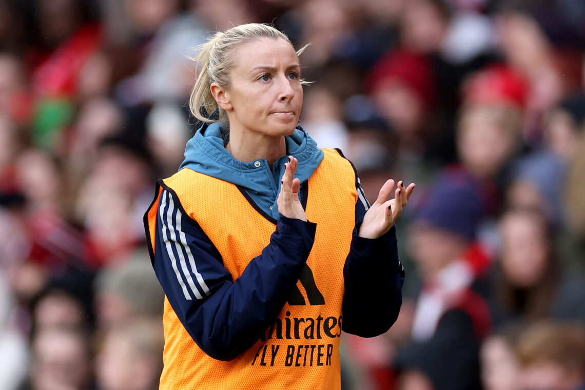 Leah Williamson to get first minutes of season v FC Twente 1 LONDON, ENGLAND - DECEMBER 06: Leah Williamson of Arsenal acknowledges the fans during the Barclays Women's Super League match between Arsenal and ...