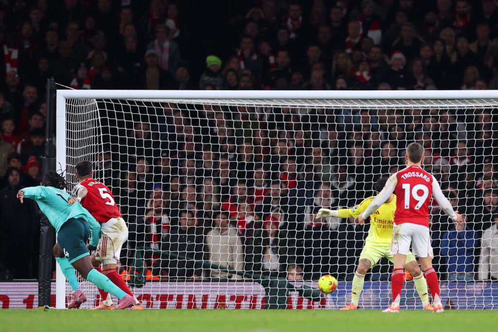 Arsenal ride their luck against Wolves 4 LONDON, ENGLAND - DECEMBER 13: Tolu Arokodare of Wolverhampton Wanderers scores his team's first goal during the Premier League match between Arsenal and Wolverhampton Wanderers at Emirates Stadium on December 13, 2025 in London, England. (Photo by Julian Finney/Getty Images)