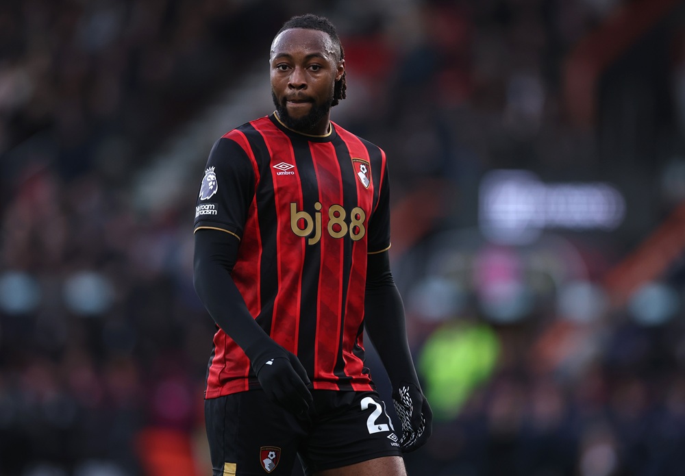 BOURNEMOUTH, ENGLAND: Antoine Semenyo of AFC Bournemouth reacts during the Premier League match between Bournemouth and Burnley at Vitality Stadium...