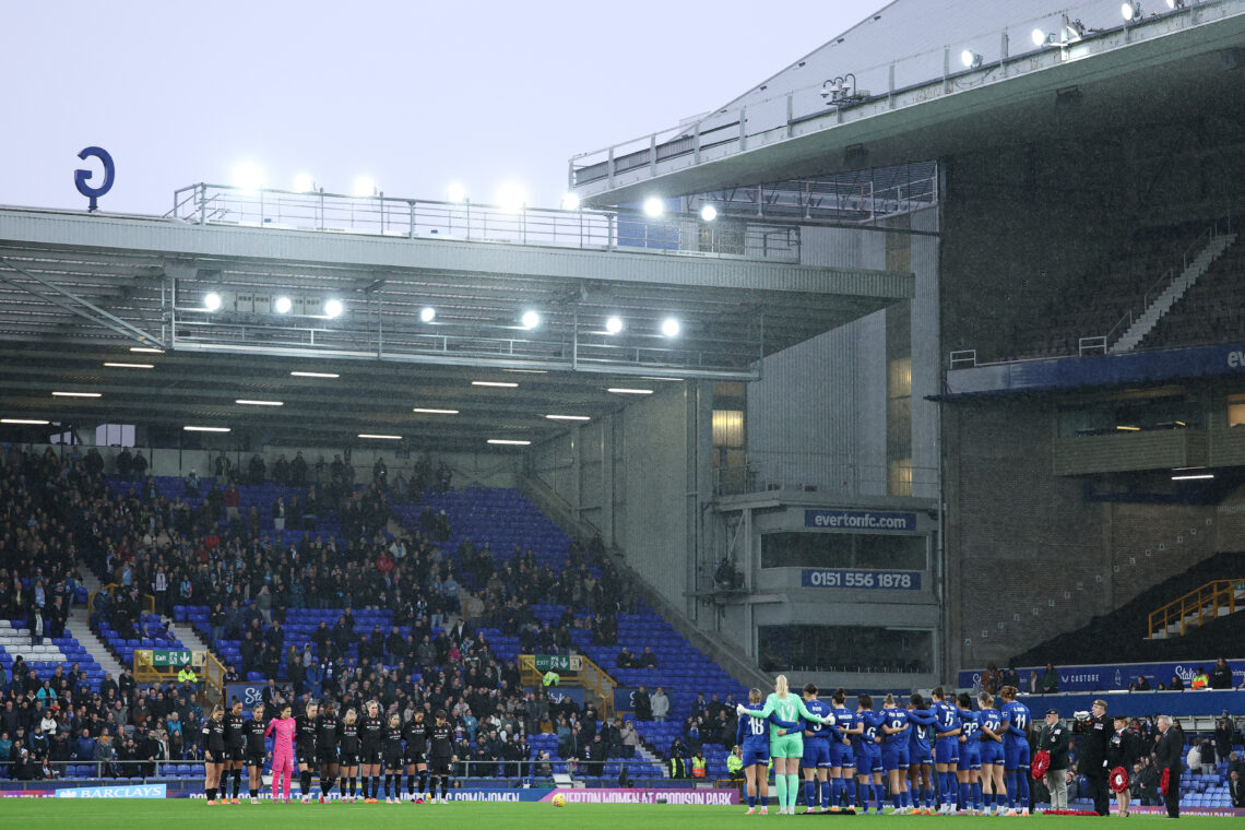 Arsenal women climb to 3rd but injuries a worry 1 LIVERPOOL, ENGLAND - NOVEMBER 09: A general view as fans, players and match officials, observe a minutes silence ahead of Remembrance Day prior to ...