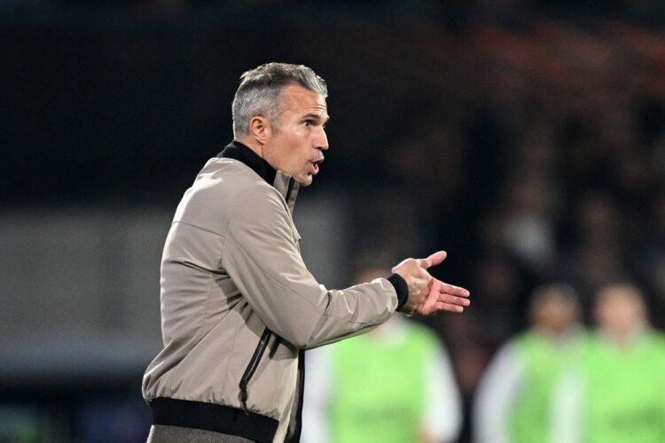 Robin Van Persie, Head Coach of Feyenoord, gives the team instructions during the UEFA Europa League 2025/26 League Phase MD2 match between Feyenoo...