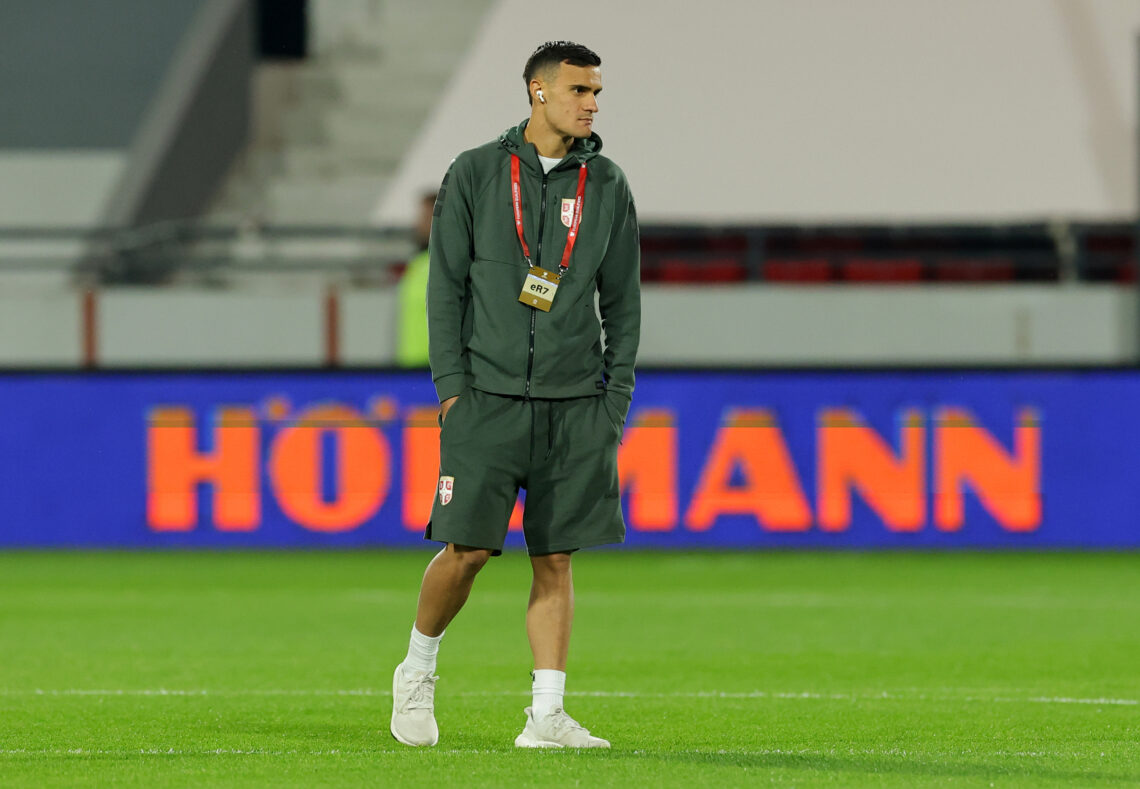 Arsenal add 20yo to midfield target list 1 BELGRADE, SERBIA - OCTOBER 11: Aleksandar Stankovic of Serbia inspects the pitch prior to the FIFA World Cup 2026 qualifier match between Serbia an...