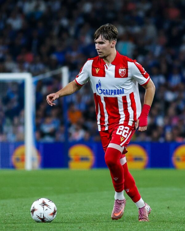 Vasilije Kostov playing for Red Star Belgrade (Photo via Kostov on Instagram)