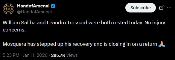 Arsenal injury updates on 3 players post-Portsmouth 3 HoA injury update