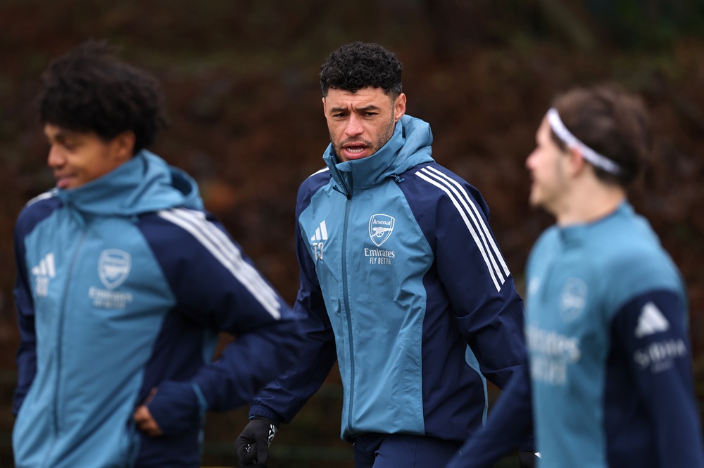 Former Gunner trains back with Arsenal first-team 1 Alex Oxlade-Chamberlain looks on prior to during a training session at Sobha Realty Training Centre on January 27, 2026 in London Colney, England. ...
