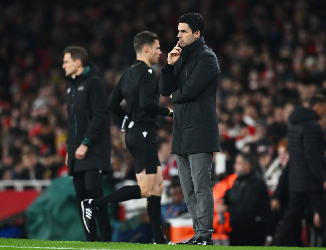 LONDON, ENGLAND - JANUARY 28: Mikel Arteta, Manager of Arsenal, looks on during the UEFA Champions League 2025/26 League Phase MD8 match between Ar...