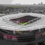 LONDON, ENGLAND - OCTOBER 08: An aerial view of Emirates Stadium ahead of the Premier League match between Arsenal FC and Manchester City at Emirates Stadium on October 08, 2023 in London, England. (Photo by Ryan Pierse/Getty Images)