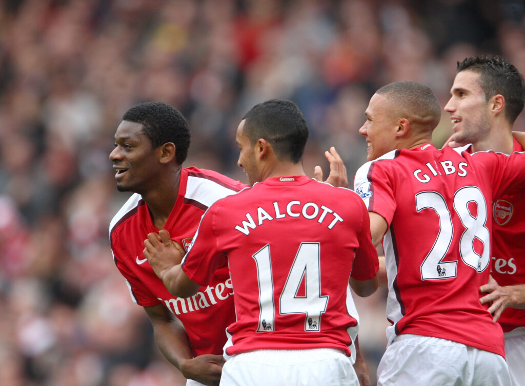 LONDON, ENGLAND - OCTOBER 17: Abou Diaby of Arsenal after scoring during the Barclays Premier League match between Arsenal and Birmingham City at Emirates Stadium on October 17, 2009 in London, England. (Photo by Phil Cole/Getty Images)