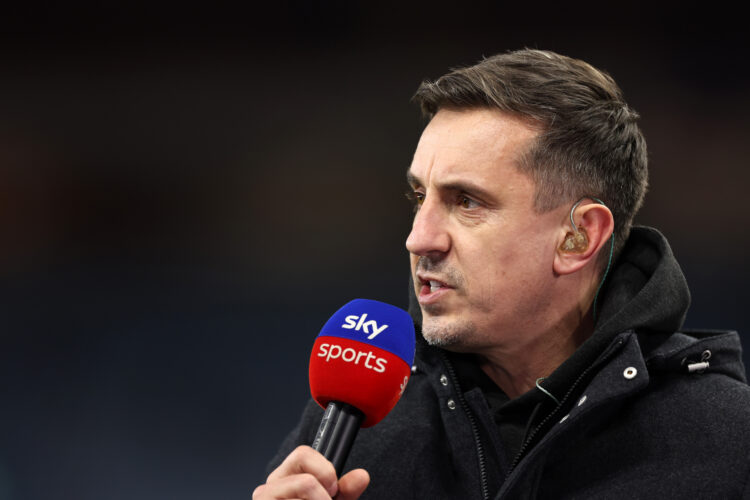 BIRMINGHAM, ENGLAND - DECEMBER 22: Gary Neville, Sky Sports presenter ahead of the Premier League match between Aston Villa and Sheffield United at...