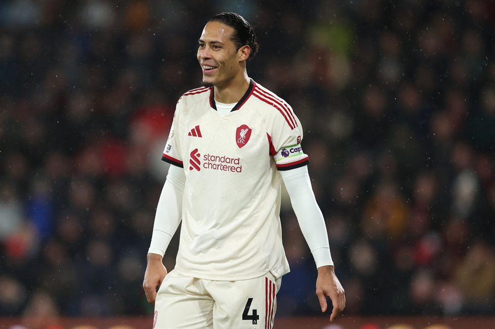 Virgil van Dijk of Liverpool during the Premier League match between Bournemouth and Liverpool at Vitality Stadium on January 24, 2026 in Bournemouth, England. (Photo by Michael Steele/Getty Images)