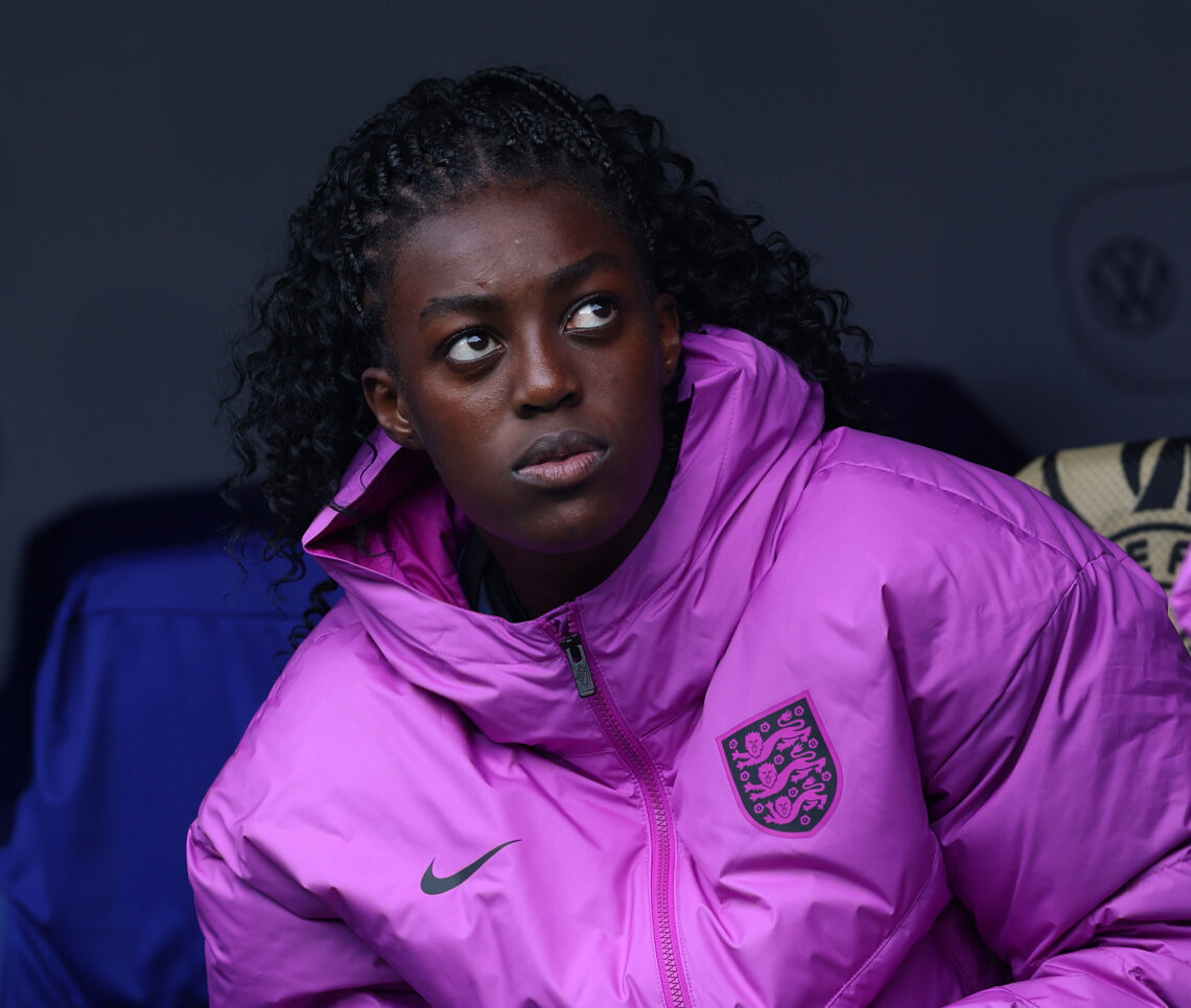 BASEL, SWITZERLAND - JULY 27: Michelle Agyemang looks on prior to the UEFA Women's EURO 2025 Final match between England and Spain at St. Jakob-Par...