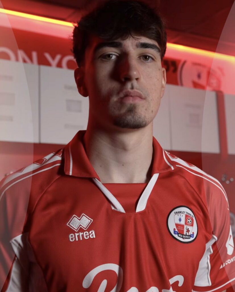 Louie Copley with Crawley Town (Photo via Crawley Town on Instagram)