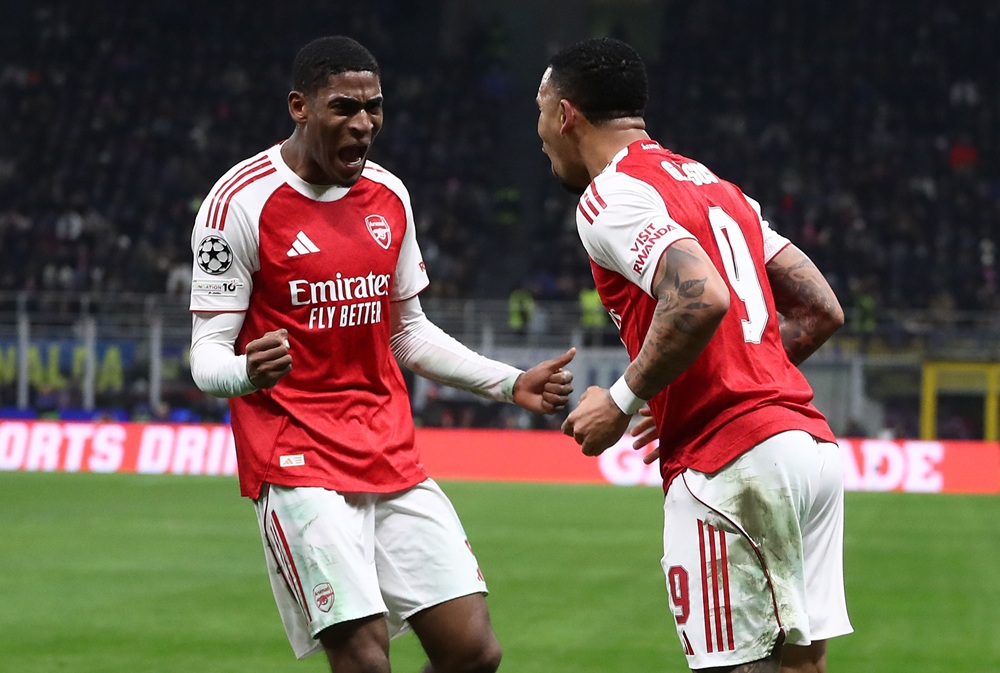 1 Arsenal player makes Team of the Week after Inter Milan win 3 Gabriel Jesus of Arsenal FC celebrates with his team-mate Cristhian Mosquera after scoring their team's secons goal during the UEFA Champions League 2025/26 League Phase MD7 match between FC Internazionale Milano and Arsenal FC at Stadio San Siro on January 20, 2026 in Milan, Italy. (Photo by Marco Luzzani/Getty Images)