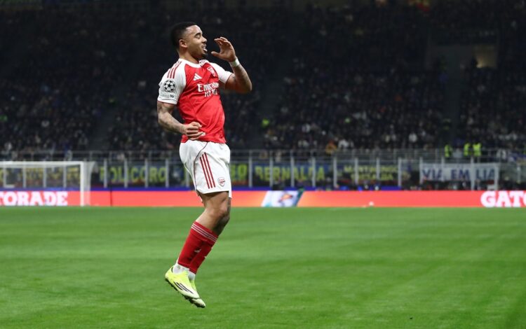 Gabriel Jesus of Arsenal FC celebrates after scoring their team's secons goal during the UEFA Champions League 2025/26 League Phase MD7 match betwe...