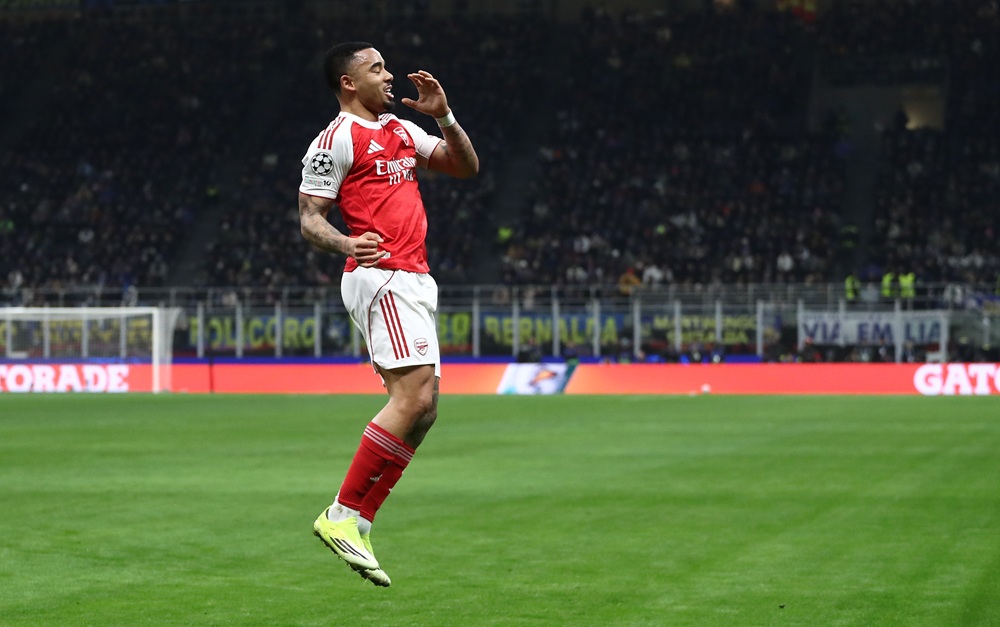 1 Arsenal player makes Team of the Week after Inter Milan win 1 Gabriel Jesus of Arsenal FC celebrates after scoring their team's secons goal during the UEFA Champions League 2025/26 League Phase MD7 match betwe...