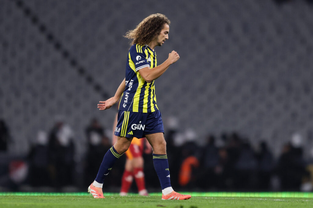 ISTANBUL, TURKEY - JANUARY 10: Matteo Guendouzi of Fenerbahce celebrates after scoring his team's first goal during the Turkish Super Cup Final match between Fenerbahçe SK and Galatasaray SK at Ataturk Olympic Stadium on January 10, 2026 in Istanbul, Turkey. (Photo by Ahmad Mora/Getty Images)