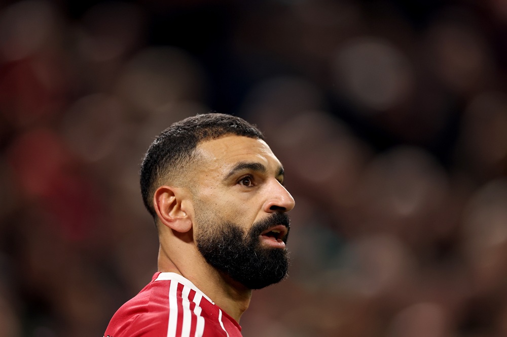 Mohamed Salah of Liverpool during the Premier League match between Liverpool and Brighton & Hove Albion at Anfield on December 13, 2025 in Liverpool, England. (Photo by Carl Recine/Getty Images)
