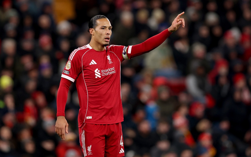Virgil van Dijk of Liverpool during the Premier League match between Liverpool and Leeds United at Anfield on January 01, 2026 in Liverpool, England. (Photo by Carl Recine/Getty Images)