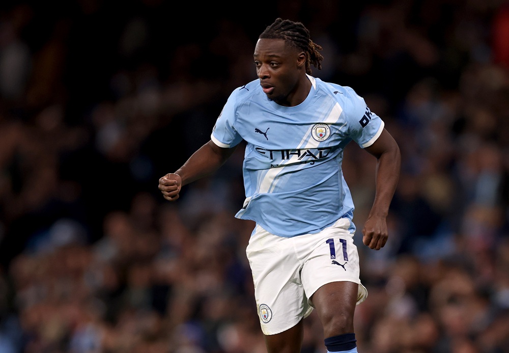 Jeremy Doku of Manchester City during the Premier League match between Manchester City and Wolverhampton Wanderers at Etihad Stadium on January 24, 2026 in Manchester, England. (Photo by Carl Recine/Getty Images)