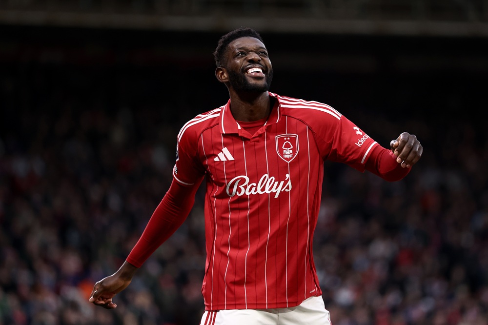Ibrahim Sangare of Nottingham Forest celebrates scoring his team's third goal during the Premier League match between Nottingham Forest and Tottenham Hotspur at City Ground on December 14, 2025 in Nottingham, England. (Photo by Naomi Baker/Getty Images)