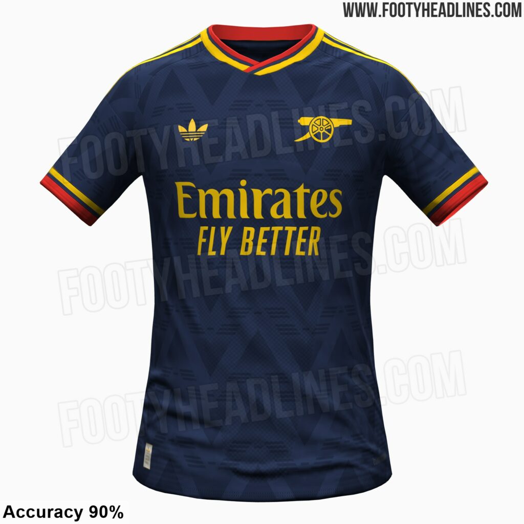 Arsenal 2026/27 kit leak mock-ups (via Footy Headlines)