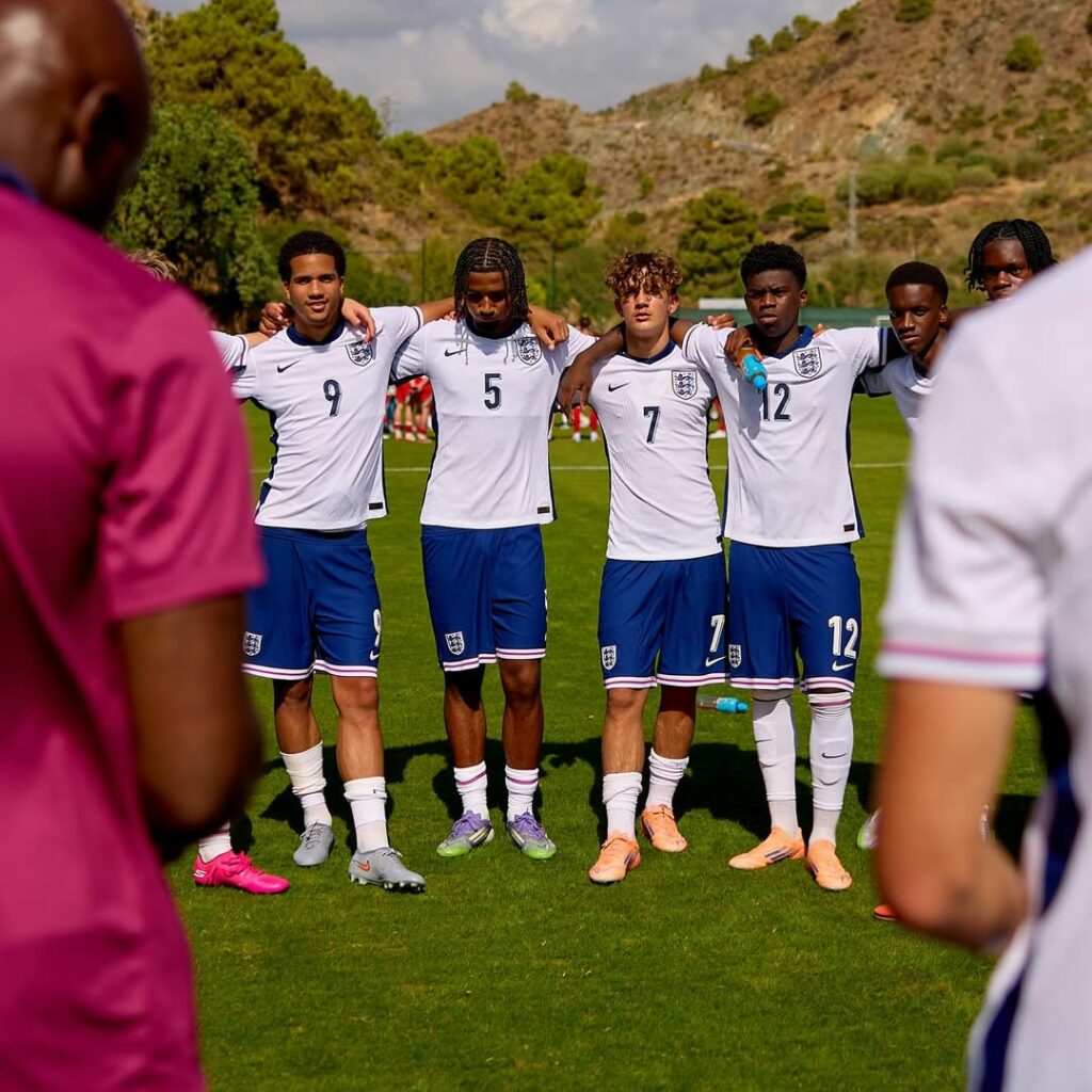 Jaden Dixon #5 alongside Max Dowman #7 with the England youth teams (Photo via Dixon on Instagram)