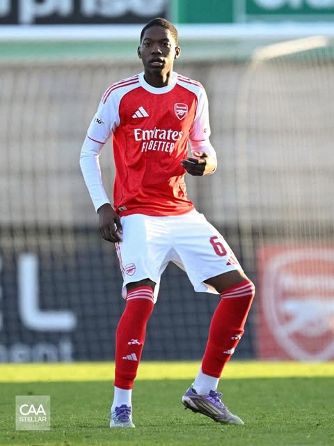 Angelinou Pedro with Arsenal (Photo via CAA Stellar on Instagram)