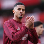 LONDON, ENGLAND - FEBRUARY 07: William Saliba of Arsenal warms up prior to the Premier League match between Arsenal and Sunderland at Emirates Stadium on February 07, 2026 in London, England. (Photo by Justin Setterfield/Getty Images)