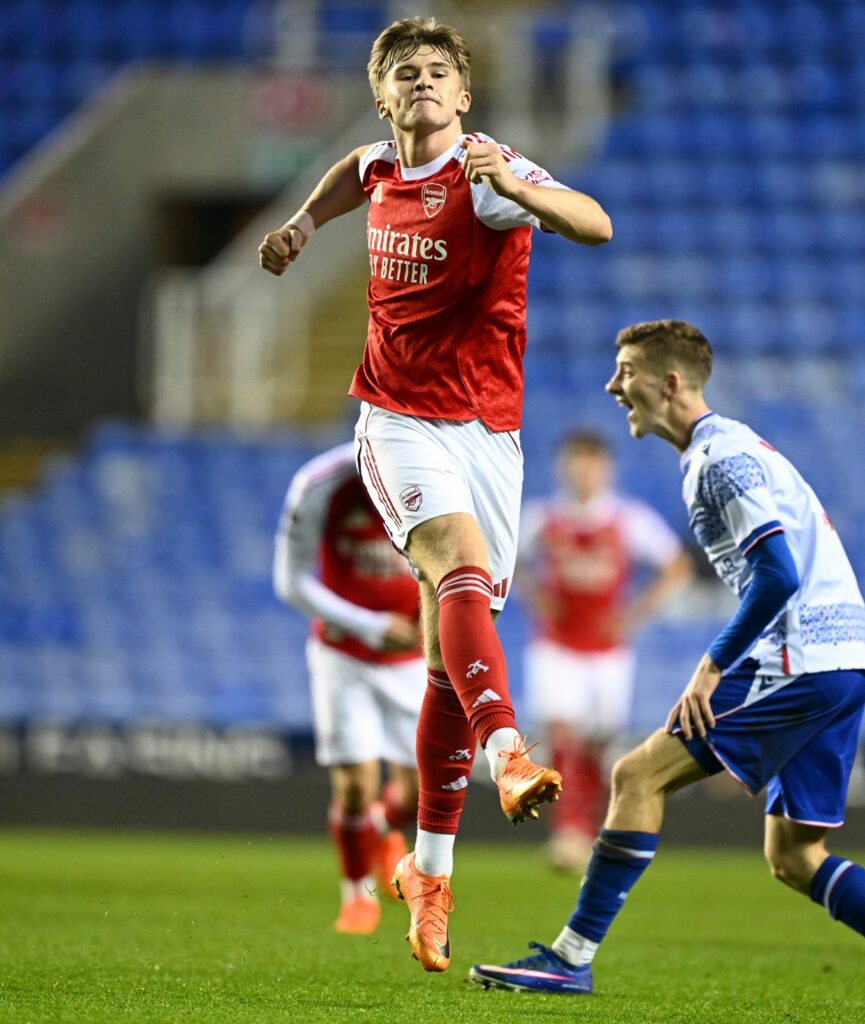 Evan Mooney with Arsenal (Photo via Arsenal Academy on social media)