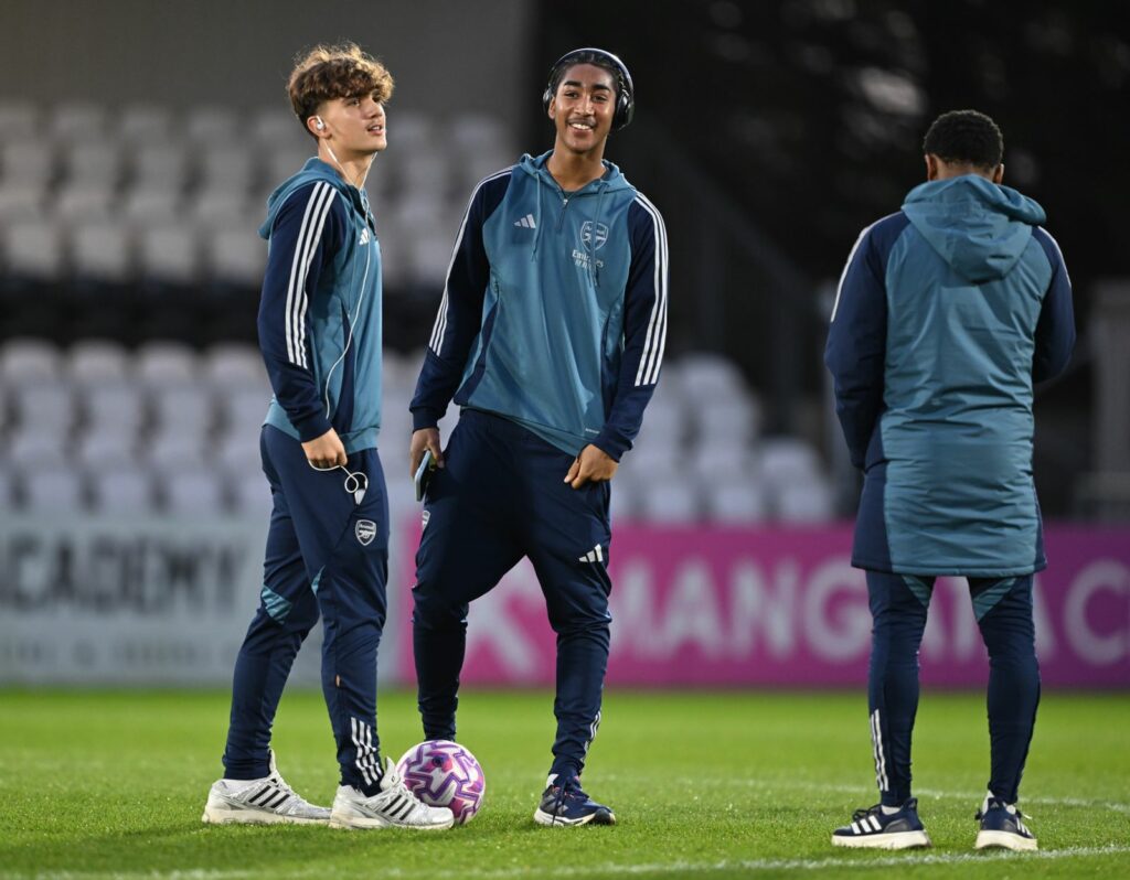 Injured Arsenal player builds fitness with u21 appearance 2 Max Dowman and Marli Salmon with the Arsenal u21s (Photo via Arsenal Academy on Twitter)