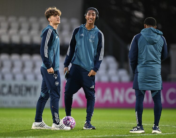 Max Dowman and Marli Salmon with the Arsenal u21s (Photo via Arsenal Academy on Twitter)