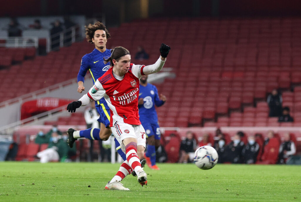 Ex-Arsenal youngster finally makes international decision 3 LONDON, ENGLAND - JANUARY 11: Marcelo Flores of Arsenal scores his teams fourth goal during the Papa John's Trophy match between Arsenal U21 and Chelsea U21 at Emirates Stadium on January 11, 2022 in London, England. (Photo by Alex Pantling/Getty Images)