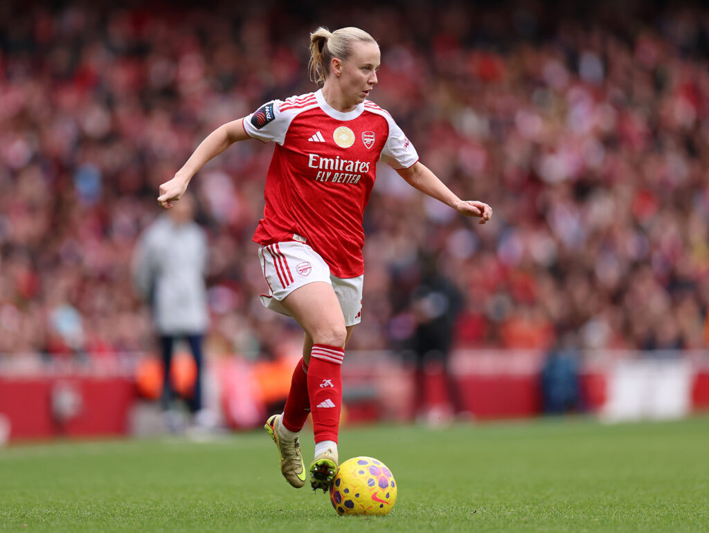 LONDON, ENGLAND - FEBRUARY 08: Beth Mead of Arsenal during the Barclays Women's Super League match between Arsenal and Manchester City at Emirates Stadium on February 08, 2026 in London, England. (Photo by Harry Murphy/Getty Images)