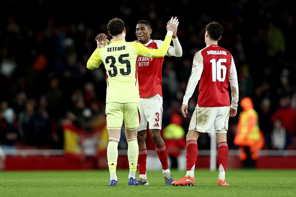 FA Cup 5th-round draw: When is it, who can Arsenal face? 2 Tommy Setford and Cristhian Mosquera of Arsenal celebrate their team's victory during the Emirates FA Cup Fourth Round match between Arsenal and Wigan Athletic on February 15, 2026 in London, England. (Photo by James Fearn/Getty Images)