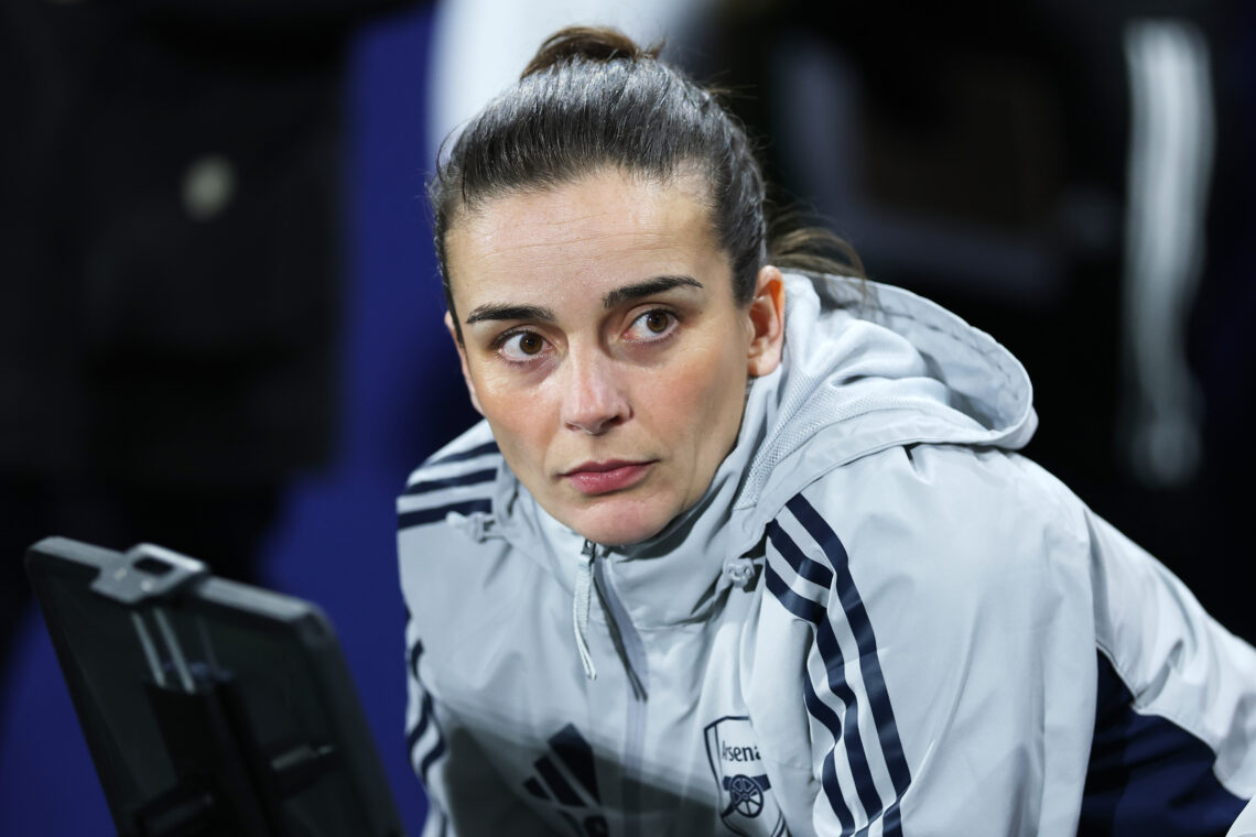 LONDON, ENGLAND - JANUARY 28: Renee Slegers, Manager of Arsenal, looks on prior to the FIFA Women's Champions Cup 2026 Semi Final match between Ars...