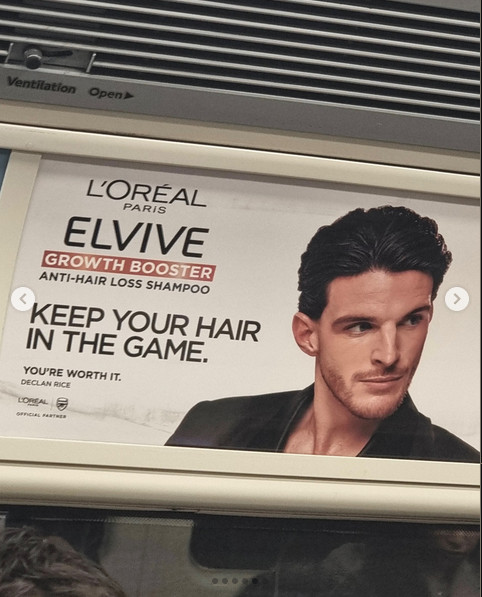 London Tube advert featuring L'Oreal and Declan Rice