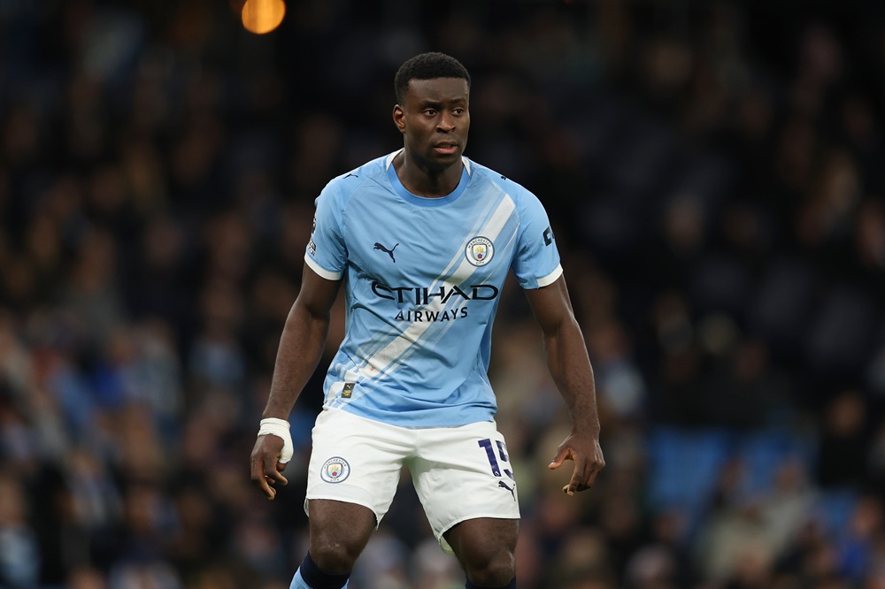 Marc Guehi of Manchester City in action during the Premier League match between Manchester City and Wolverhampton Wanderers at Etihad Stadium on January 24, 2026 in Manchester, England. (Photo by Michael Regan/Getty Images)