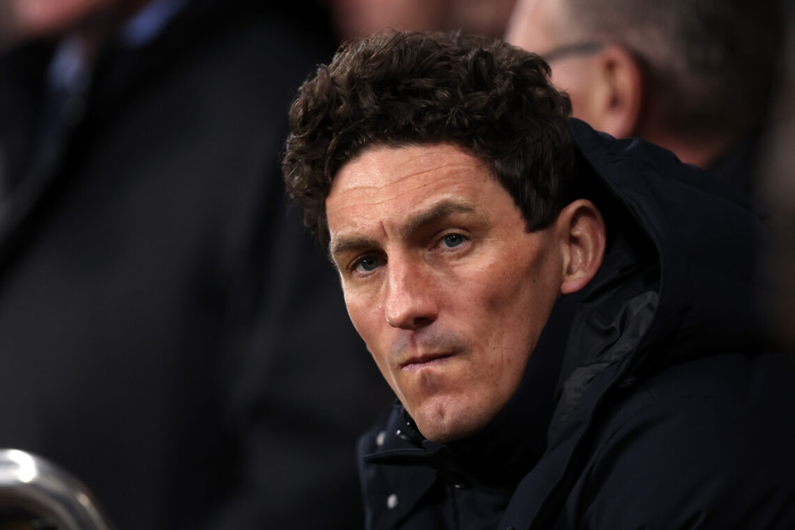 NEWCASTLE UPON TYNE, ENGLAND - FEBRUARY 07: Keith Andrews, Manager of Brentford, looks on from the dugout during the Premier League match between N...