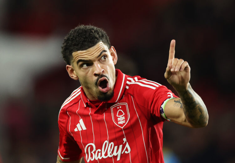 NOTTINGHAM, ENGLAND - FEBRUARY 11: Morgan Gibbs-White of Nottingham Forest reacts during the Premier League match between Nottingham Forest and Wol...
