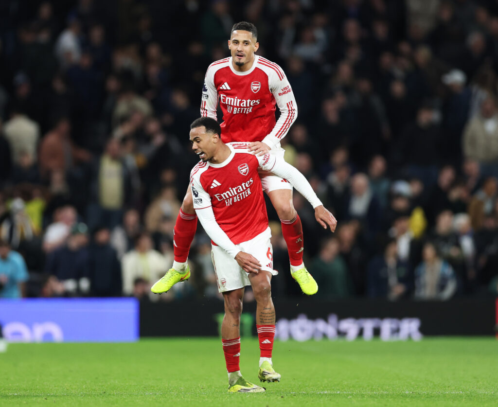 Arsenal star delivers clear verdict on title race pressure 2 LONDON, ENGLAND - FEBRUARY 22: William Saliba and Gabriel of Arsenal celebrate after teammate Viktor Gyoekeres (not pictured) scores his team's fourth goal during the Premier League match between Tottenham Hotspur and Arsenal at Tottenham Hotspur Stadium on February 22, 2026 in London, England. (Photo by Justin Setterfield/Getty Images)