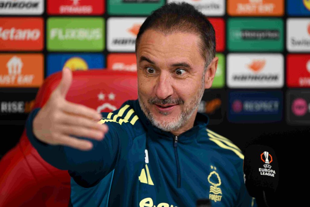 NOTTINGHAM, ENGLAND - MARCH 11: Vítor Pereira, Manager of Nottingham Forest talks to the media during a press conference at The City Ground on March 11, 2026 in Nottingham, England. (Photo by Harriet Massey/Getty Images)