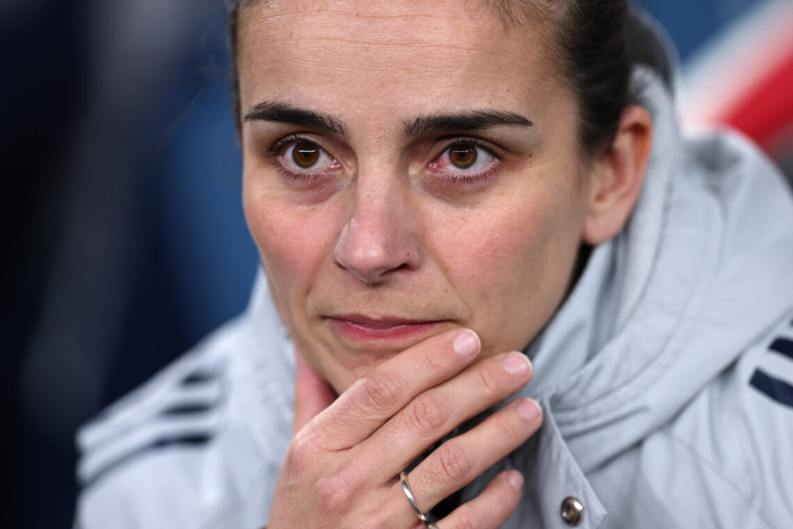 LONDON, ENGLAND - MARCH 24: Renee Slegers, Manager of Arsenal, looks on prior to the UEFA Women's Champions League 2025/26 Quarter-finals First Leg...