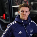 BRENTFORD, ENGLAND - FEBRUARY 12: Martin Odegaard of Arsenal arrives at the stadium prior to the Premier League match between Brentford and Arsenal at Gtech Community Stadium on February 12, 2026 in Brentford, England. (Photo by Eddie Keogh/Getty Images)