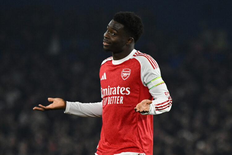 BRIGHTON, ENGLAND - MARCH 04: Bukayo Saka of Arsenal celebrates after scoring during the Premier League match between Brighton & Hove Albion an...