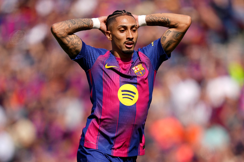 Injured Barcelona star to miss Champions League quarter & potential semi 1 Raphinha of FC Barcelona reacts during the LaLiga EA Sports match between FC Barcelona and Rayo Vallecano de Madrid at Spotify Camp Nou on March 22...