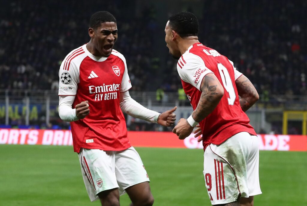 Arsenal star gets 'key' 1st Spain call-up 2 MILAN, ITALY - JANUARY 20: Gabriel Jesus of Arsenal FC celebrates with his team-mate Cristhian Mosquera after scoring their team's secons goal during the UEFA Champions League 2025/26 League Phase MD7 match between FC Internazionale Milano and Arsenal FC at Stadio San Siro on January 20, 2026 in Milan, Italy. (Photo by Marco Luzzani/Getty Images)