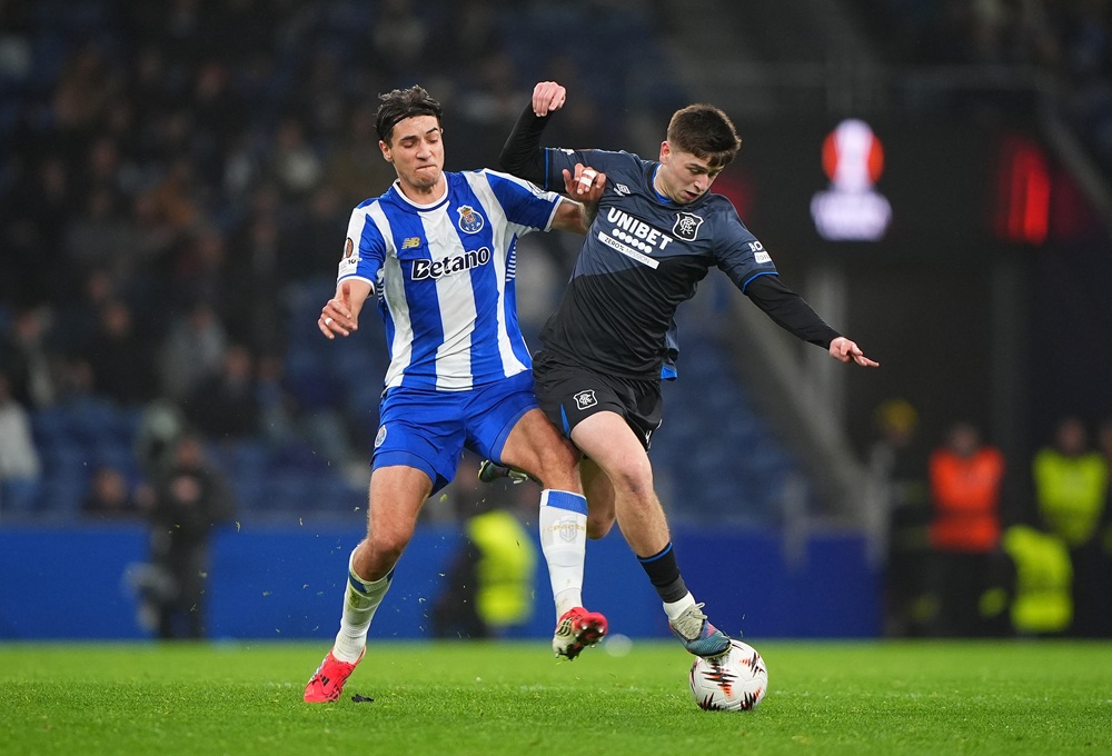 Arsenal loanee on track for trophies despite derby draw drama 1 Mikey Moore of Rangers battles for possession with Jakub Kiwior of FC Porto during the UEFA Europa League 2025/26 League Phase MD8 match between FC...