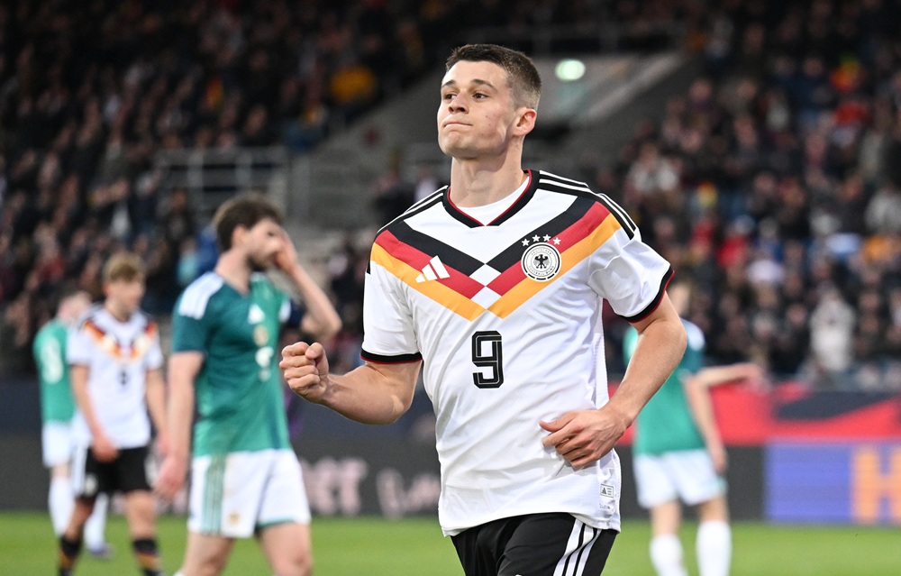 Arsenal in talks for 21yo striker transfer 4 Nicolo Tresoldi of Germany celebrates scoring his team's second goal during the UEFA Under21 EURO Qualifier between Germany U21 and Northern Ireland U21 at Eintracht Stadion on March 27, 2026 in Braunschweig, Germany. (Photo by Stuart Franklin/Getty Images)